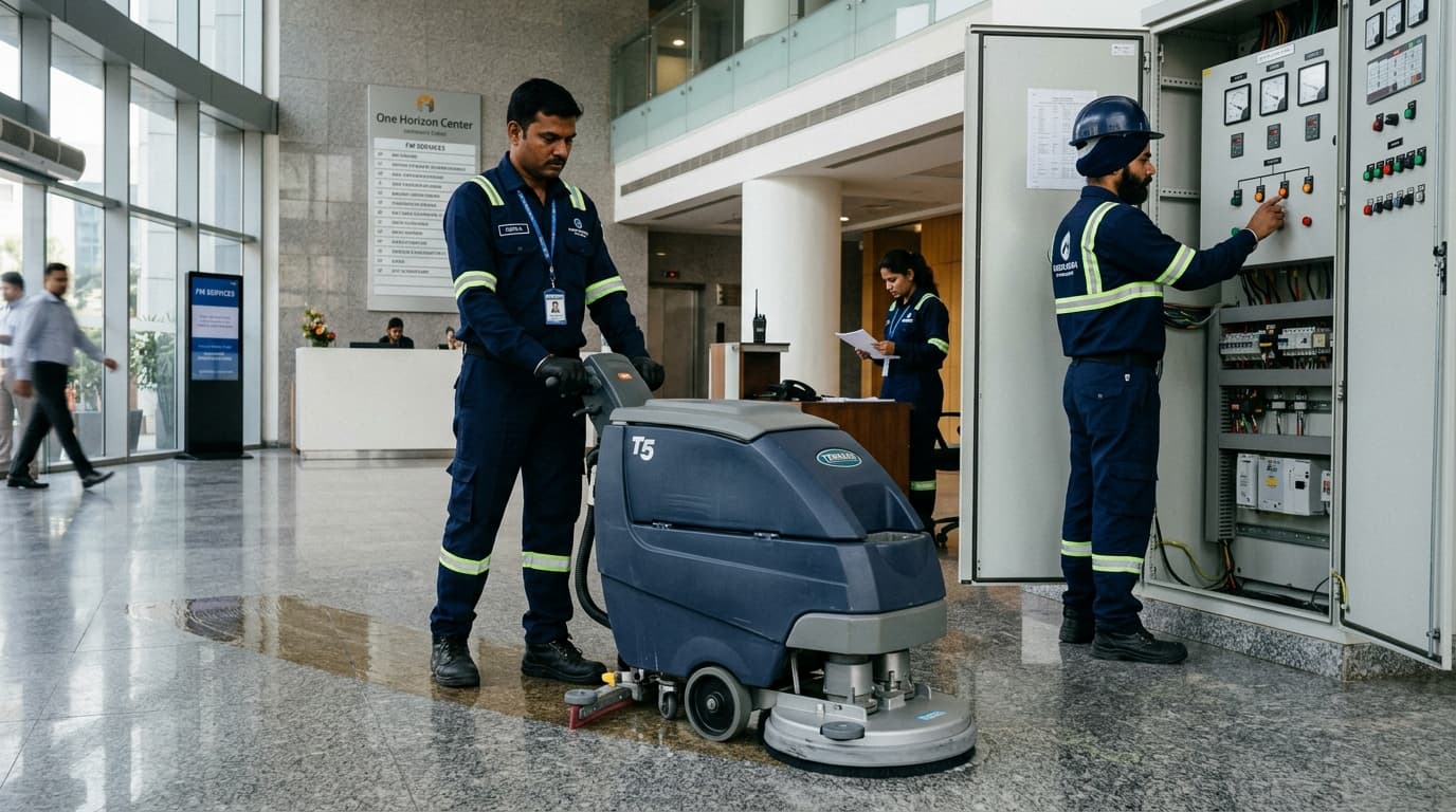 Mechanized ride-on floor scrubber commercial cleaning operations